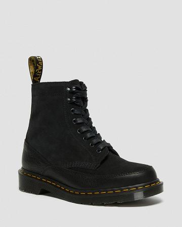 Black Men's Dr Martens 1460 Guard Made in England Leather Lace Up Boots | CA 512XYU